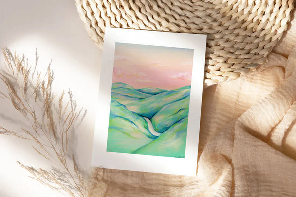 Teal Hills Print - A3 / Unframed