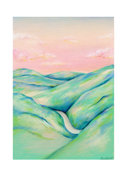 Teal Hills Print - A3 / Unframed