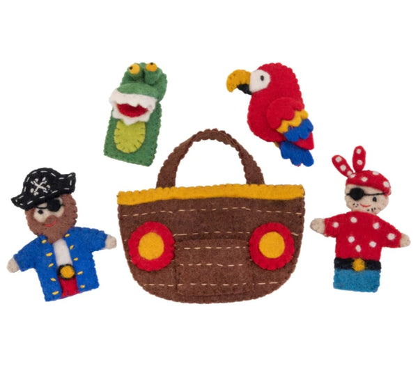 Felt - Pirate Ship Finger Puppet Play Bag
