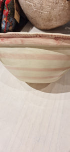 Medium Ceramic Bowl - Pink Stripes