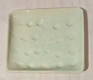 Ceramic Soap Dish - Pale Mint with Circular Indents