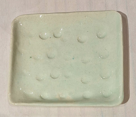 Ceramic Soap Dish - Pale Mint with Circular Indents