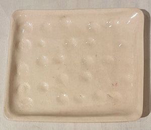 Ceramic Soap Dish - Beige with Circular Indents