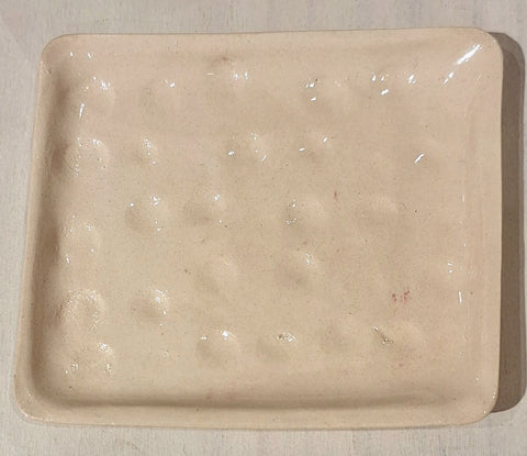 Ceramic Soap Dish - Beige with Circular Indents