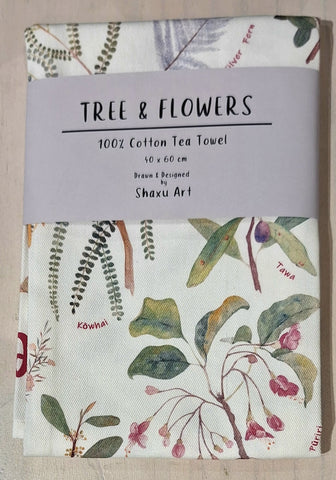 100% Cotton Tea Towel - Trees & Flowers