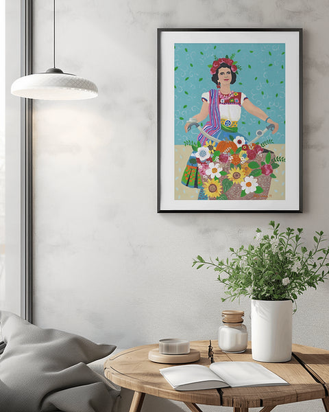 Kate Cowan - Art Prints - Belle On A Bike