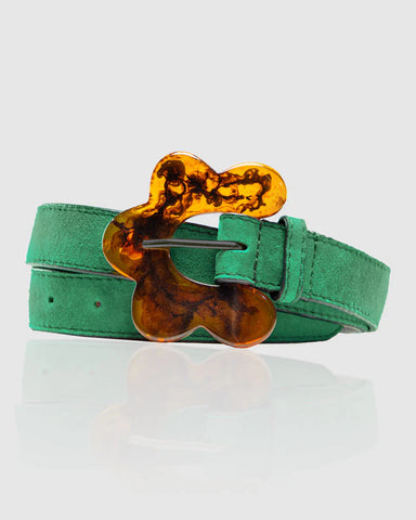 Flower Belt - Peacock Sude