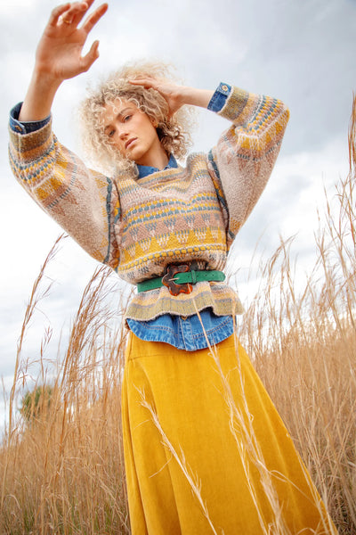 Flower Belt - Peacock Sude