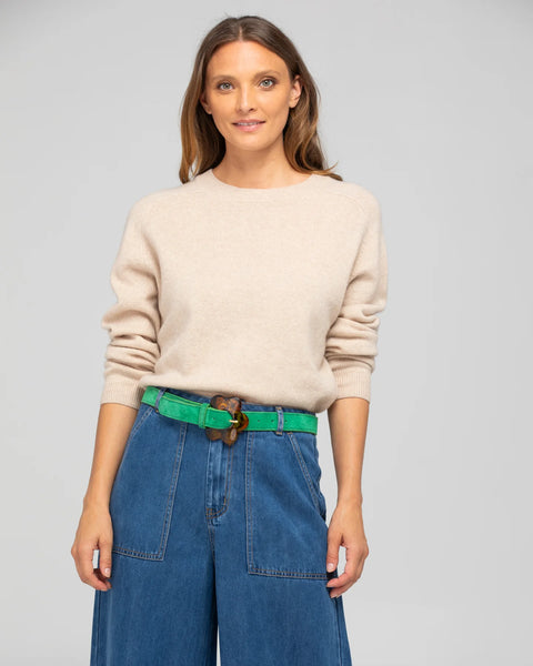 Flower Belt - Peacock Sude