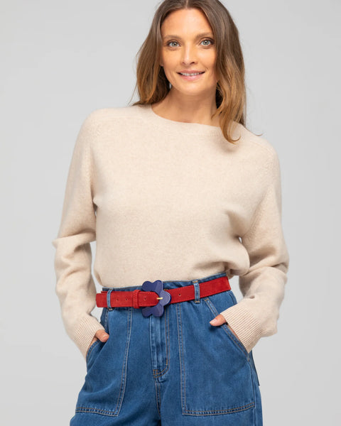 Flower Belt - Sienna Red Seude