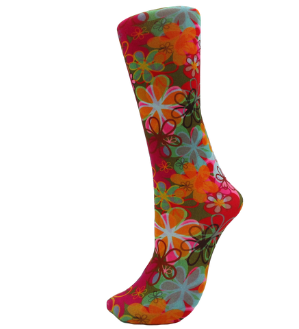 CS Couture Trouser Socks - Bright Flower Power