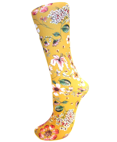 CS Couture Trouser Socks - Prairie Flowers Gold