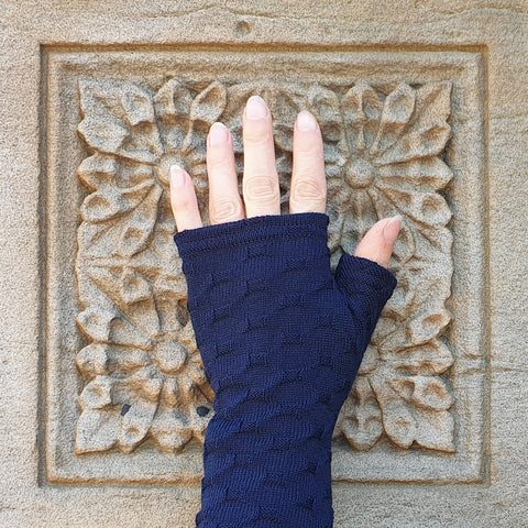 Kate Watts - Ink Textured Knit Merino Fingerles Gloves
