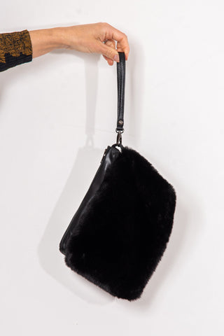 Faux fur - Clutch Bag - Black