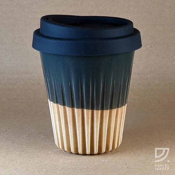 Ceramic Tumbler - Black & Buff Fluted