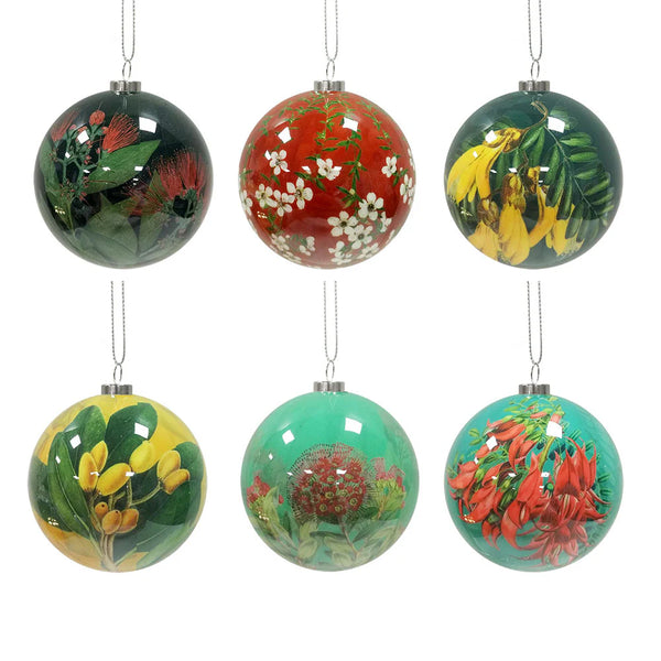 Set of 6 Baubles - New Zealand Botanicals