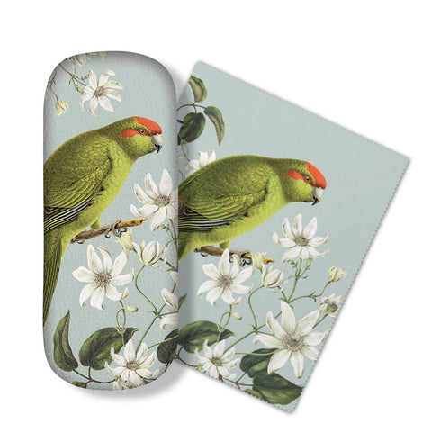 100%NZ - Glasses Case - Birds & Botanicals Kakariki