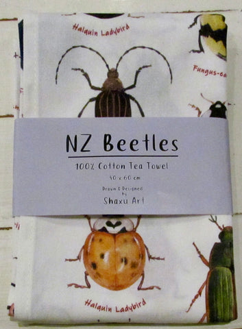 100% Cotton Tea Towel - NZ Beetles