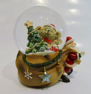 Christmas Snow Globe - Santa & Bear