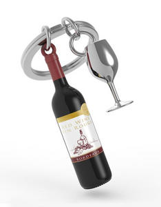 Metalmorphose Keychain - Red Wine & Glass Key Ring