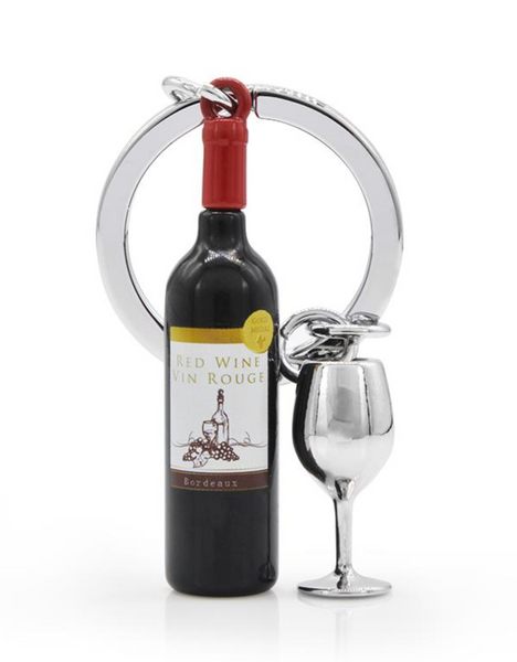 Metalmorphose Keychain - Red Wine & Glass Key Ring