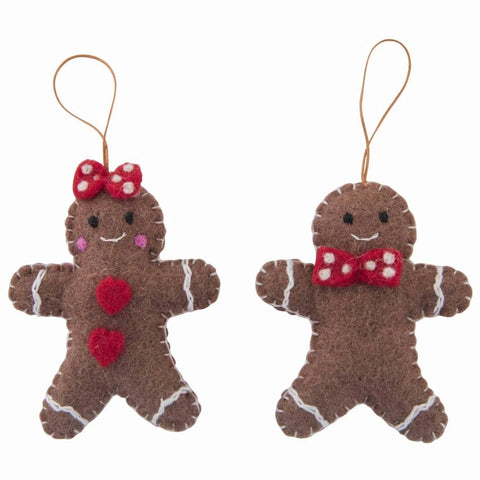 Fairtrade Felted Christmas Decoration - Gingerbread