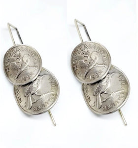 Artisan Coin Earrings - Silver Duo - Reminted