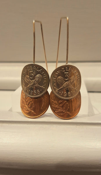 Artisan Coin Earrings - Mixed Metal Duo - Reminted