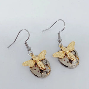 Timepiece Earrings - Golden Bees