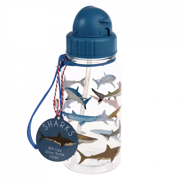 Children's Water Bottle with Straw - 500ml - Sharks