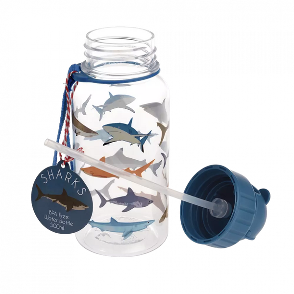 Children's Water Bottle with Straw - 500ml - Sharks