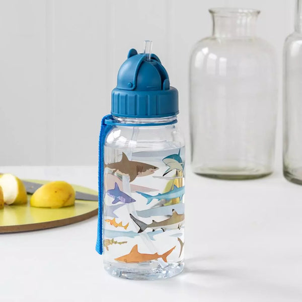 Children's Water Bottle with Straw - 500ml - Sharks