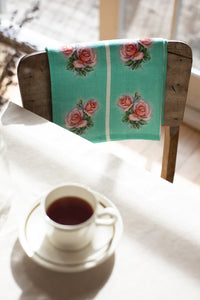 Ali Davies - Linen Tea Towel - Vintage Rose Kitchen Green