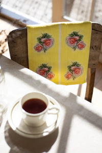 Ali Davies - Linen Tea Towel - Vintage Rose Zesty Lemon