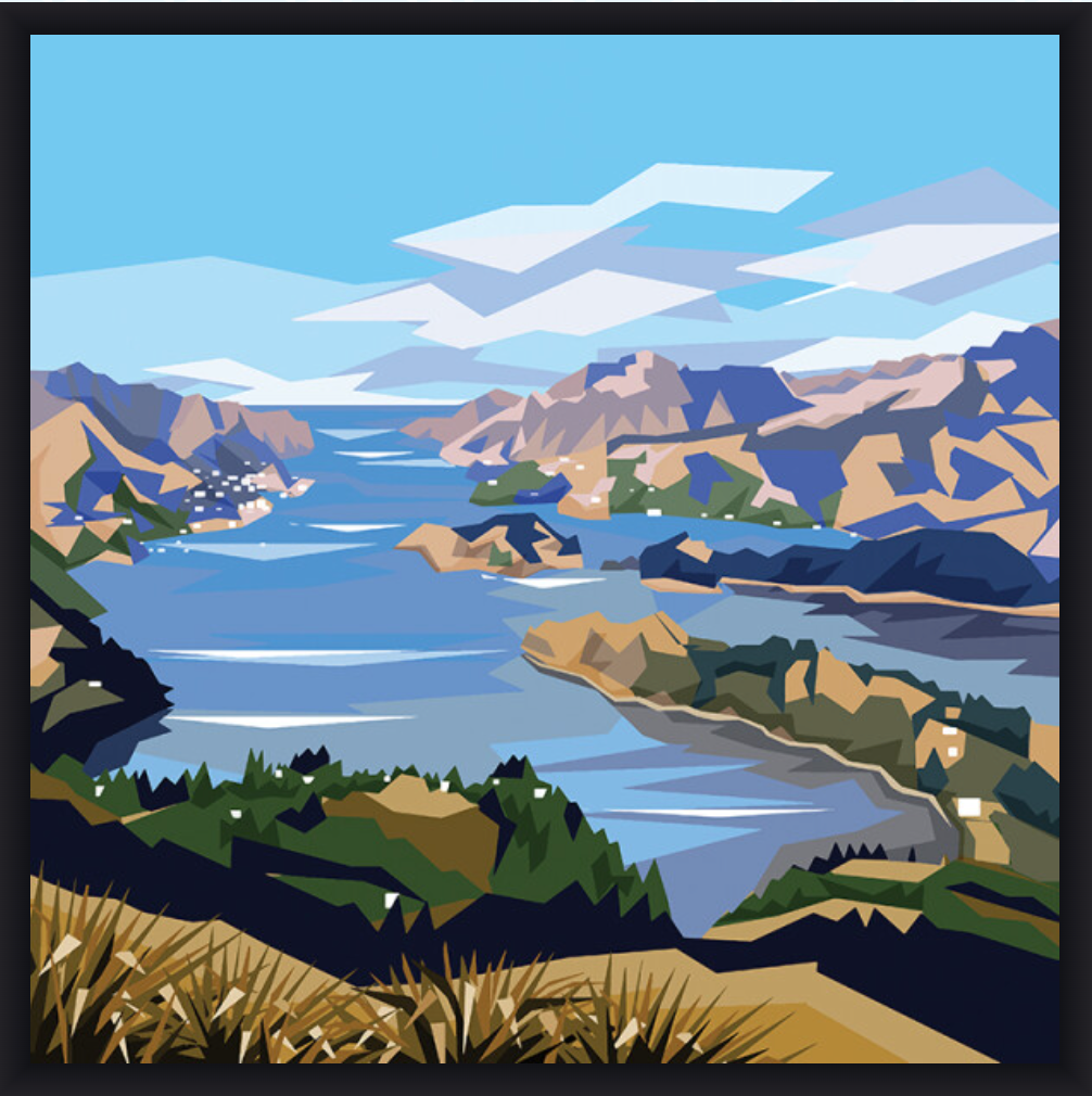 Ira Mitchell - Box Framed  - Lyttelton Harbour - XS