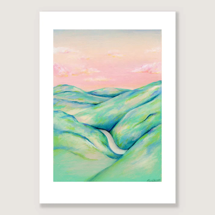 Teal Hills Print - A4 / Unframed