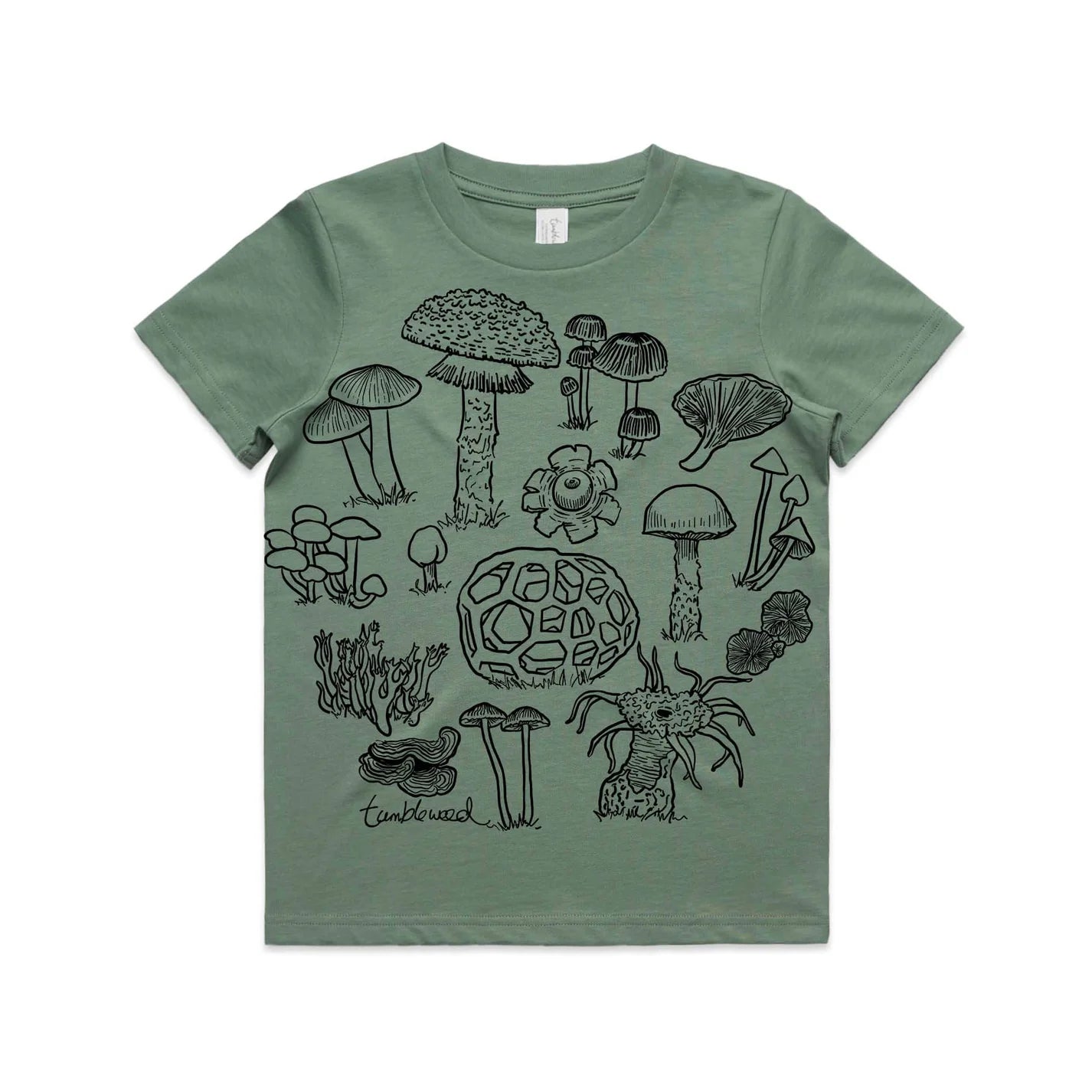 Kids' T-shirt - Fungi - Sage Green