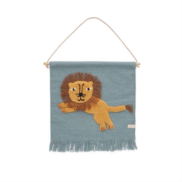 Wall Hanging - Jumping Lion - Blue