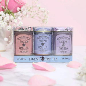 New English Teas - Vintage Floral Mini Tea Tin Gift Set - 3 Loose Tea Blends