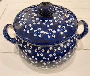 Polish Pottery - Casserole Dish - Blue Flower