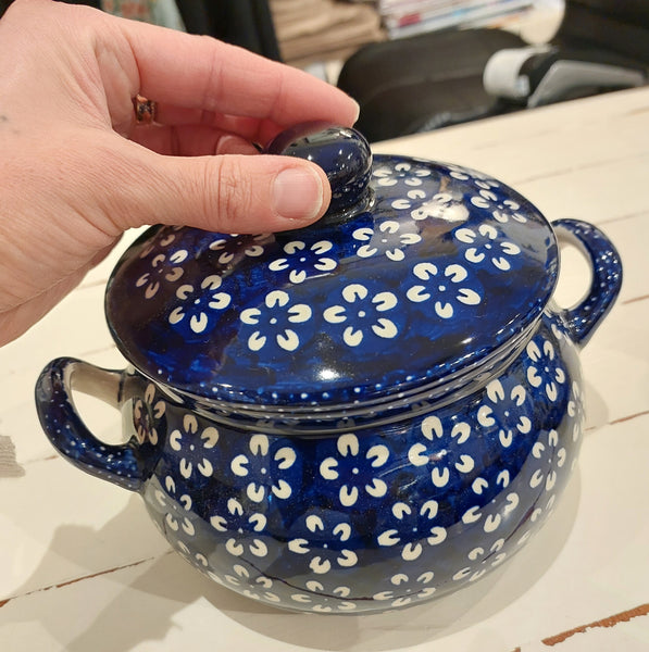 Polish Pottery - Casserole Dish - Blue Flower