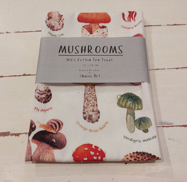 Shaxu Art - Cotton Tea Towel - Mushrooms