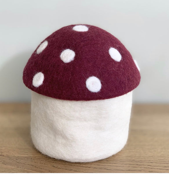 Felt Toadstool Trinket Box - Marroon