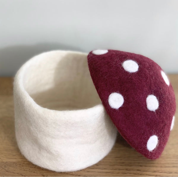 Felt Toadstool Trinket Box - Marroon