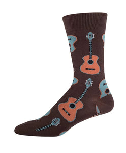 Socks - Mens - Guitars - Brown