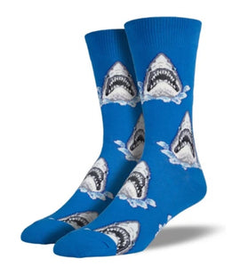 Socks - Mens - Shark Attack - Blue