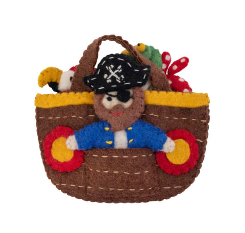 Felt - Pirate Ship Finger Puppet Play Bag