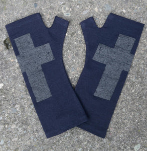 Kate Watts - Ink Fingerless Gloves with Cross